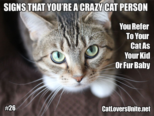 Meme about crazy cat people. For more: CatLoversUnite.net