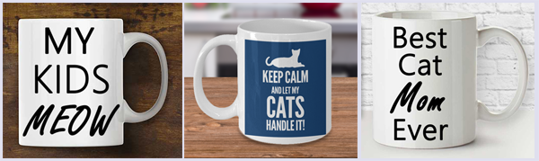 Images of 3 mugs for cat lovers